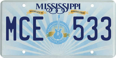 MS license plate MCE533