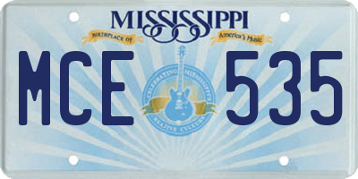 MS license plate MCE535