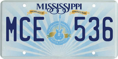 MS license plate MCE536