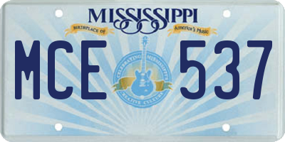 MS license plate MCE537
