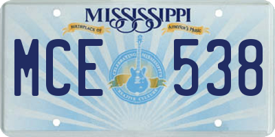 MS license plate MCE538