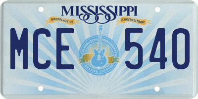 MS license plate MCE540