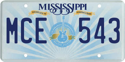 MS license plate MCE543
