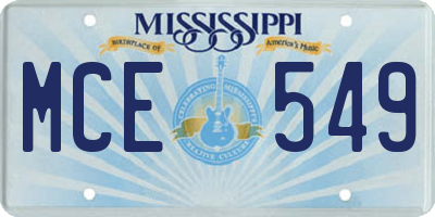 MS license plate MCE549