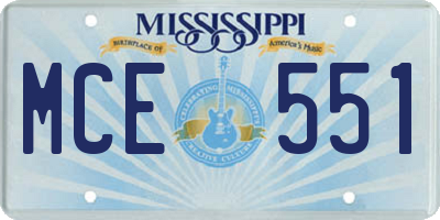 MS license plate MCE551