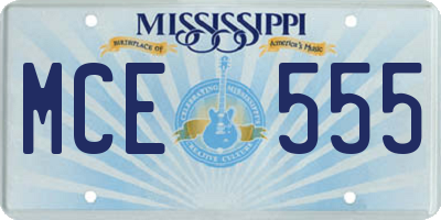 MS license plate MCE555