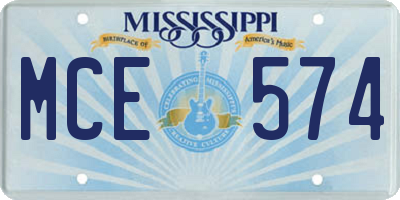 MS license plate MCE574