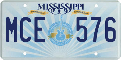 MS license plate MCE576