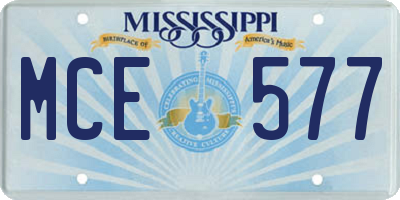 MS license plate MCE577