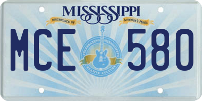 MS license plate MCE580