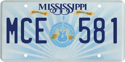 MS license plate MCE581