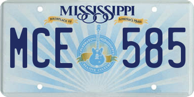 MS license plate MCE585