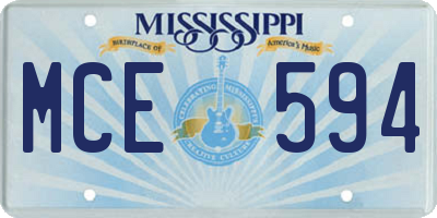 MS license plate MCE594