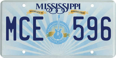 MS license plate MCE596