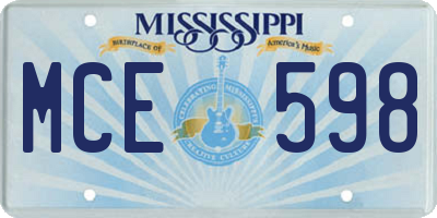 MS license plate MCE598