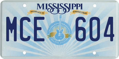 MS license plate MCE604