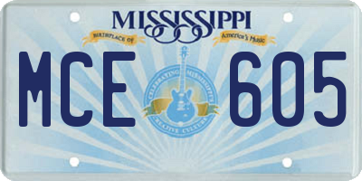 MS license plate MCE605
