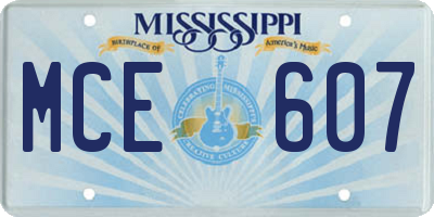 MS license plate MCE607