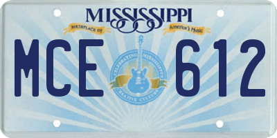 MS license plate MCE612