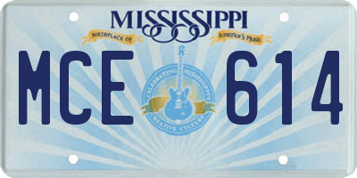 MS license plate MCE614