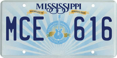 MS license plate MCE616