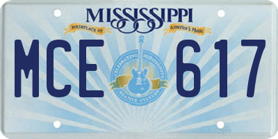 MS license plate MCE617