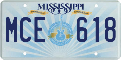 MS license plate MCE618