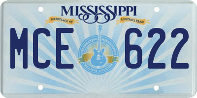 MS license plate MCE622
