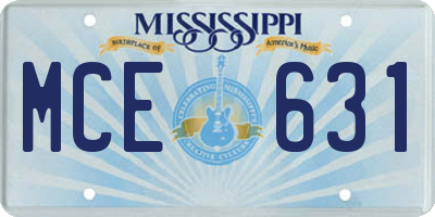 MS license plate MCE631