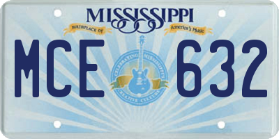 MS license plate MCE632