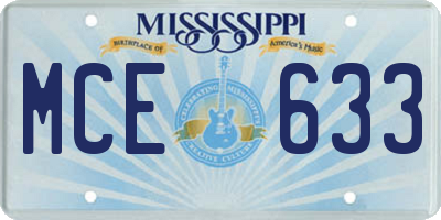 MS license plate MCE633