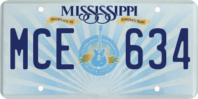 MS license plate MCE634