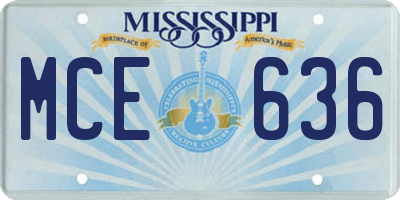 MS license plate MCE636