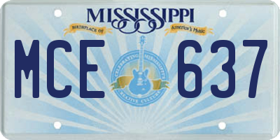 MS license plate MCE637