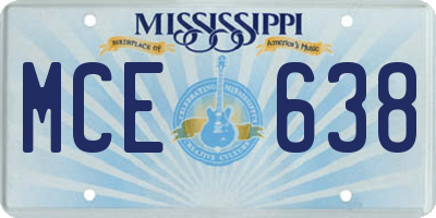 MS license plate MCE638