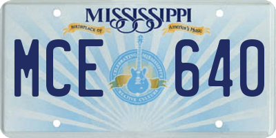 MS license plate MCE640