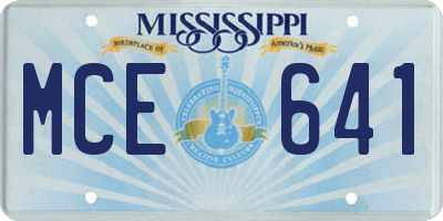 MS license plate MCE641