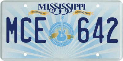 MS license plate MCE642