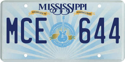 MS license plate MCE644