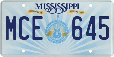 MS license plate MCE645