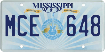 MS license plate MCE648