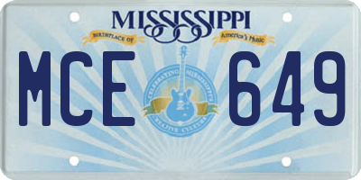 MS license plate MCE649