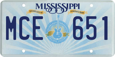 MS license plate MCE651