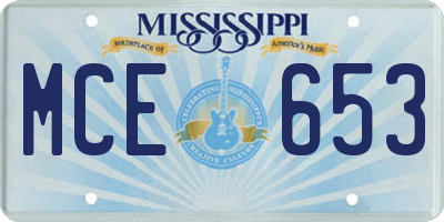 MS license plate MCE653