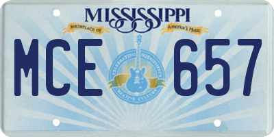 MS license plate MCE657
