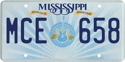 MS license plate MCE658