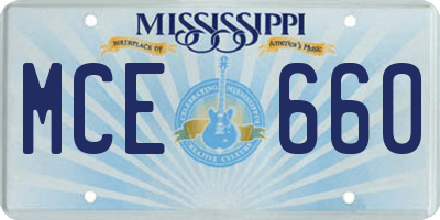 MS license plate MCE660
