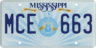 MS license plate MCE663