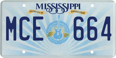 MS license plate MCE664