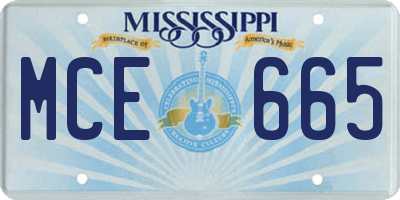 MS license plate MCE665